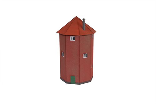 Hobbytrade 87248 DSB Achteckiger Wasserturm, roter Stein, Laserschnitt, H0